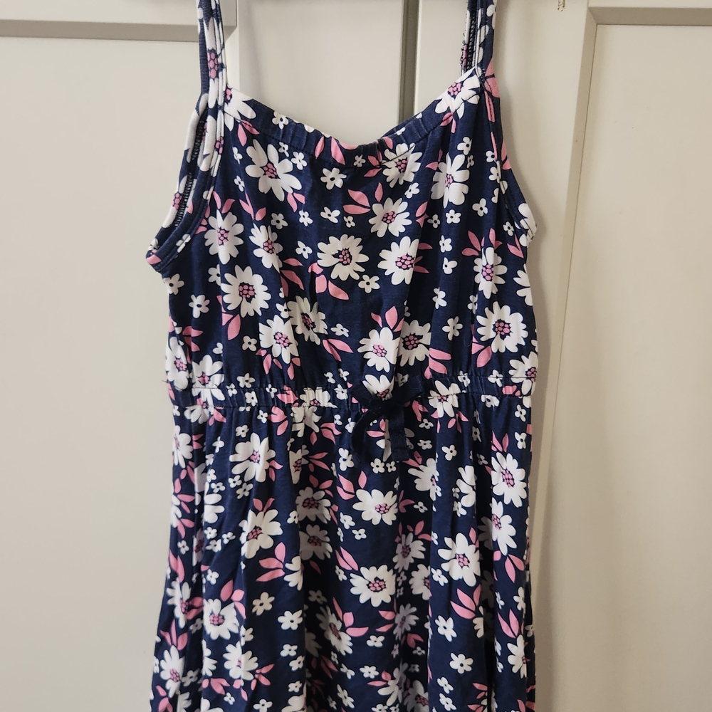 Ollie's Place Floral Kids Dress - Navy and Pink
